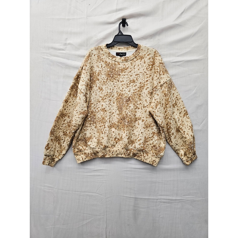 33 Degrees Mens Fleece Lined Crewneck Sweatshirt Brown Cotton Blend Size Large